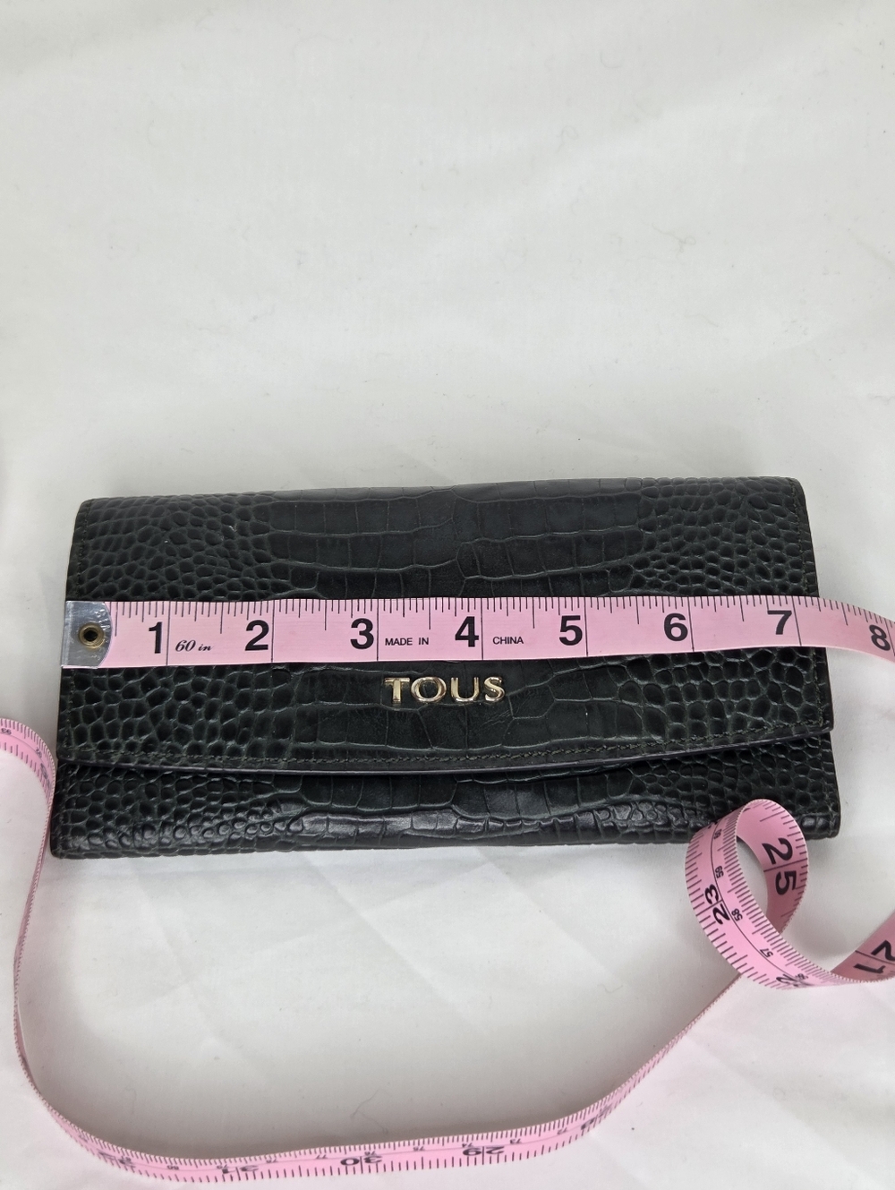 TOUS Dark Green Croc-Embossed Leather Wallet - Picture 15 of 16